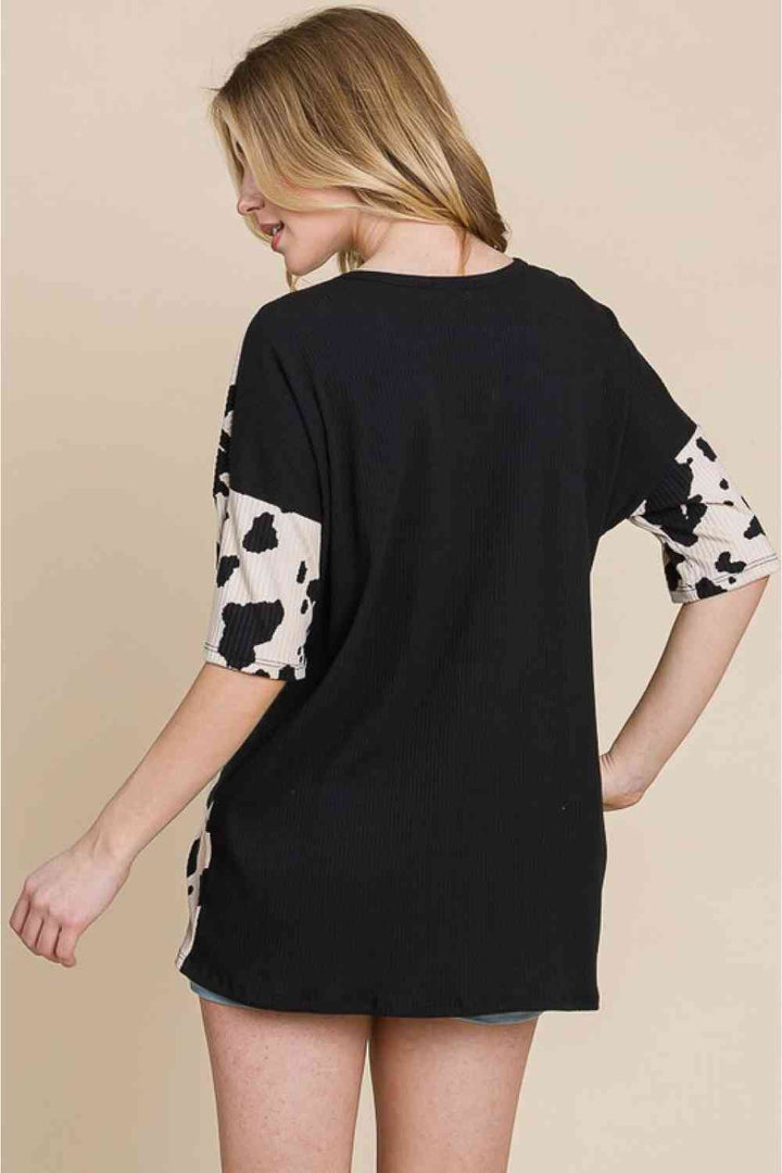 BOMBOM Rodeo Love Ribbed Animal Contrast Tee | 1mrk.com