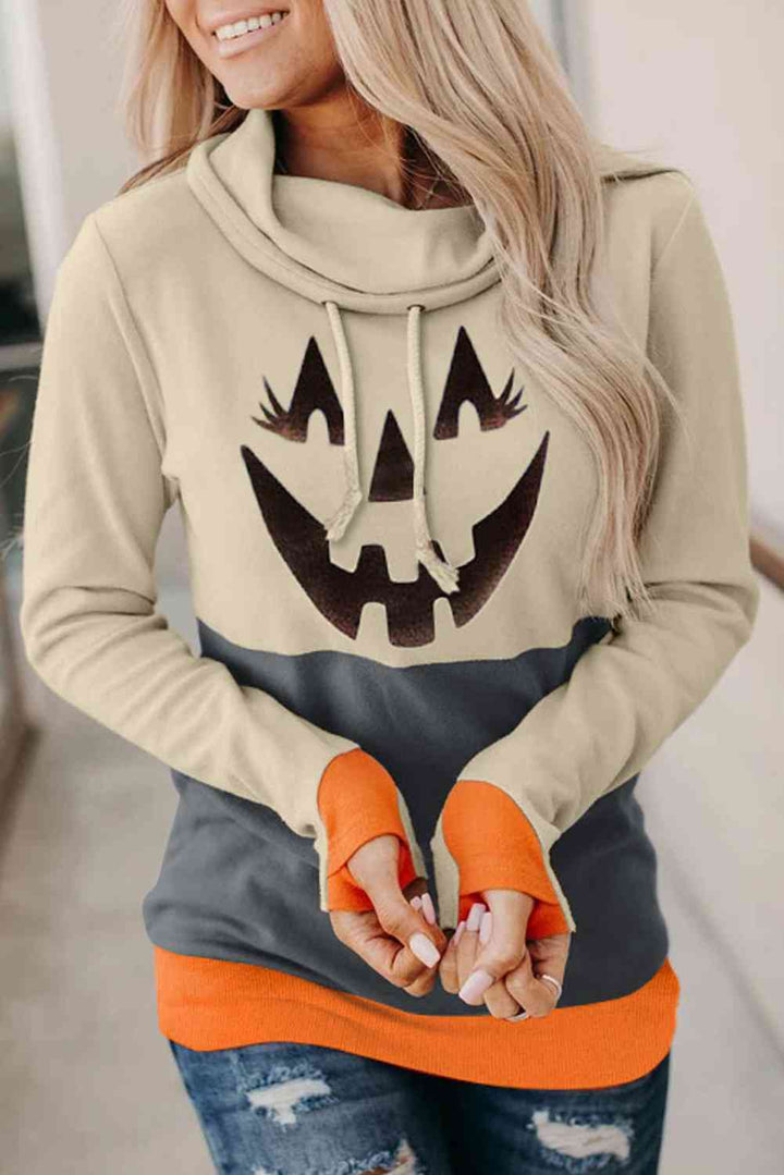 Long Sleeve Jack-O'-Lantern Graphic Sweatshirt |1mrk.com