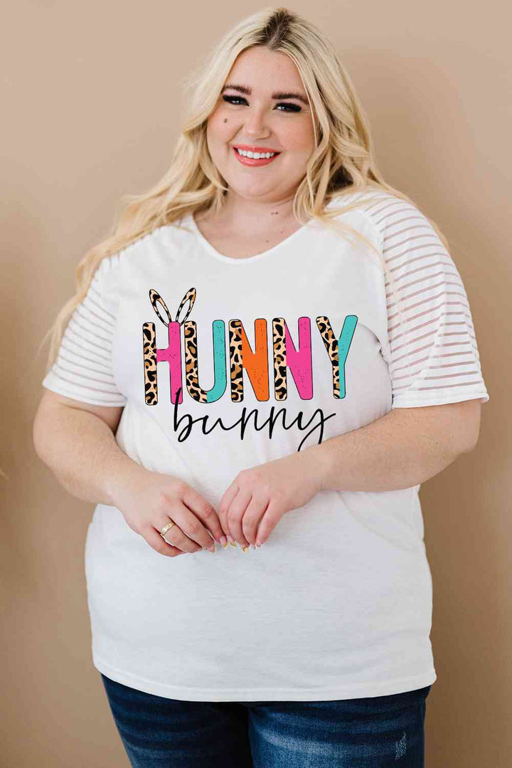 Plus Size HUNNY BUNNY Graphic Striped Tee | 1mrk.com