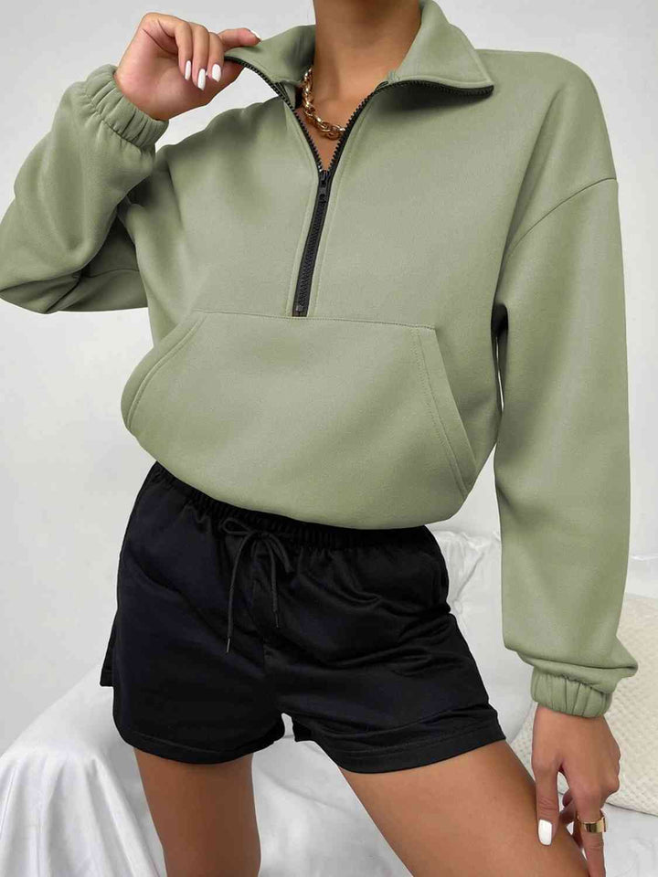 Half-Zip Dropped Shoulder Sweatshirt |1mrk.com