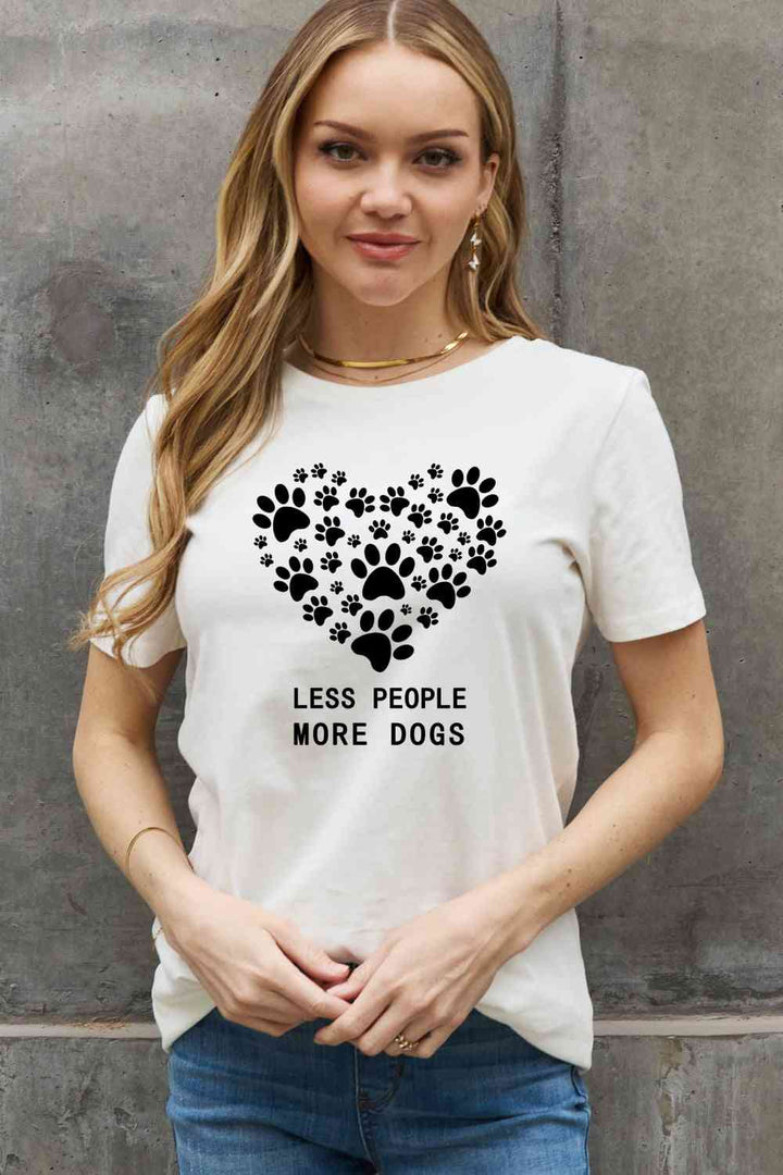 Simply Love Simply Love Full Size LESS PEOPLE MORE DOGS Heart Graphic Cotton Tee | 1mrk.com