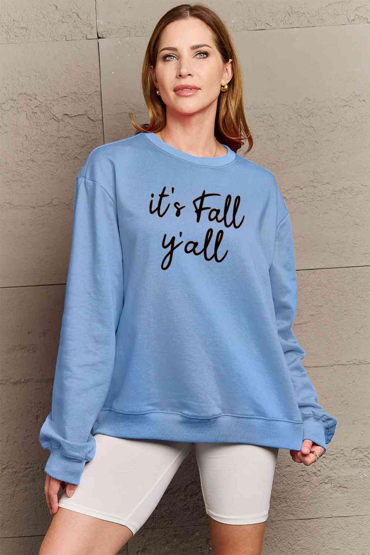 Simply Love Full Size IT'S FALL Y'ALL Graphic Sweatshirt |1mrk.com