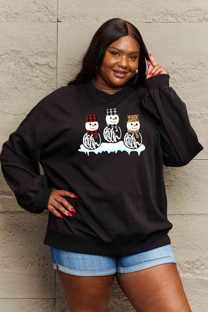 Simply Love Full Size Snowmen Graphic Sweatshirt |1mrk.com