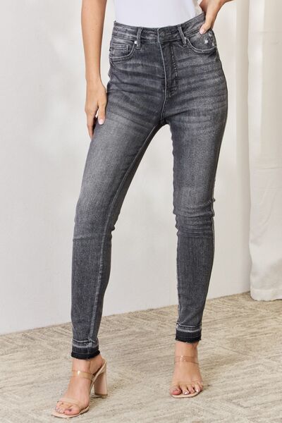 Judy Blue Full Size High Waist Tummy Control Release Hem Skinny Jeans |1mrk.com