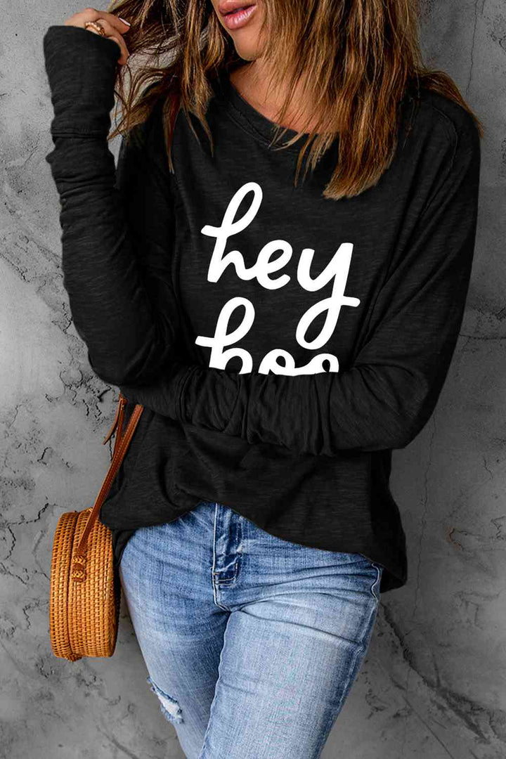 HEY BOO Graphic Round Neck T-Shirt | 1mrk.com