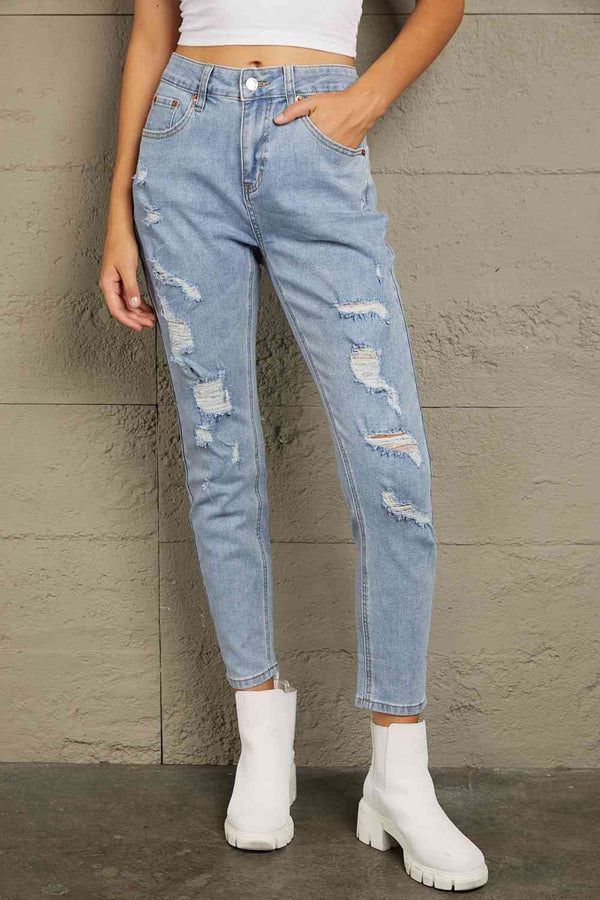 Baeful Acid Wash Distressed Jeans with Pockets | 1mrk.com