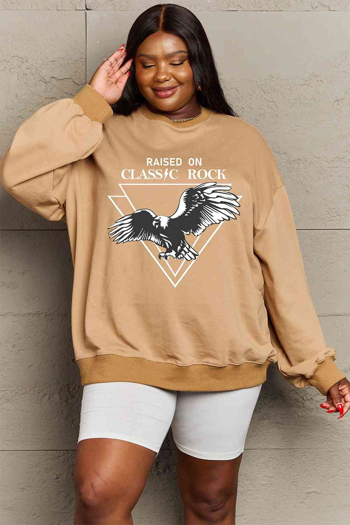 Simply Love Full Size Eagle Graphic Drop Shoulder Sweatshirt |1mrk.com