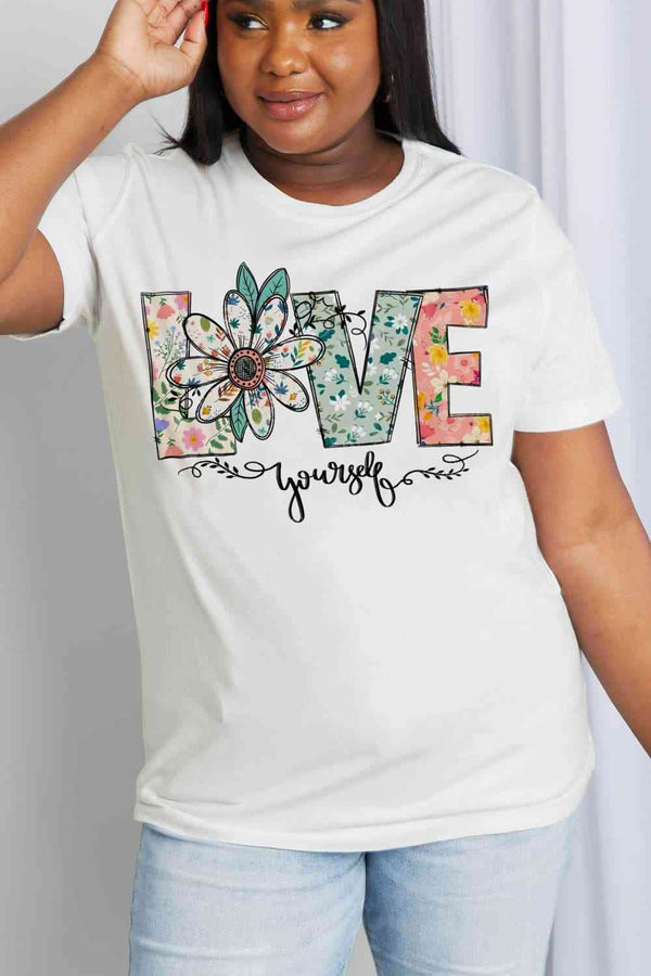 Simply Love Full Size LOVE YOURSELF Graphic Cotton Tee | 1mrk.com