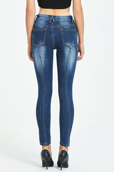 Side Stripe Cropped Skinny Jeans | 1mrk.com