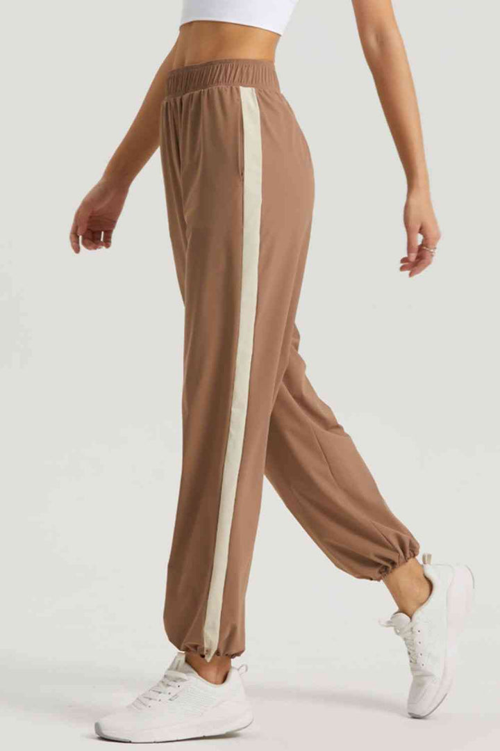 Side Stripe Elastic Waist Sports Pants |1mrk.com