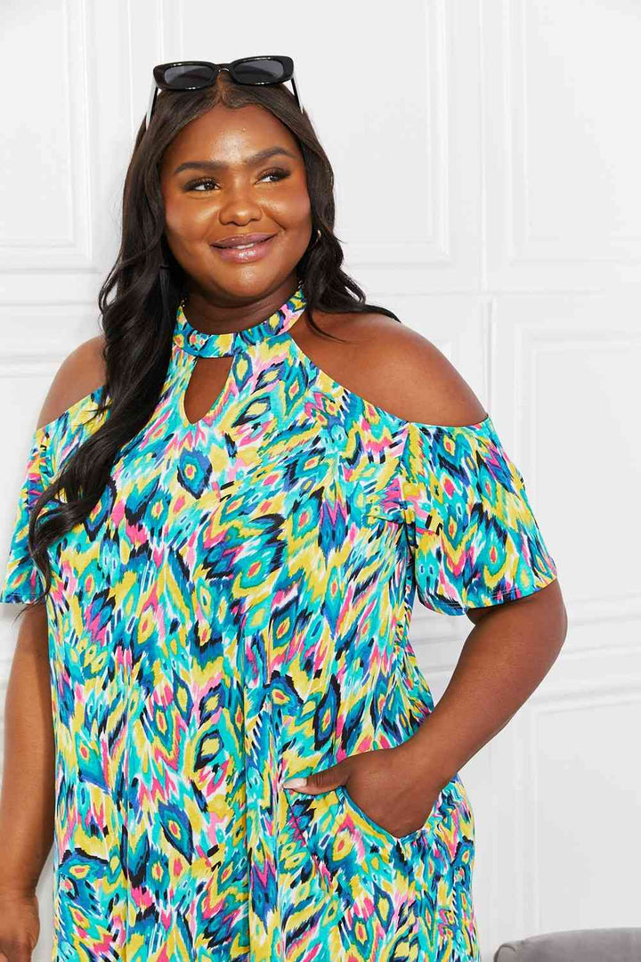 Sew In Love Full Size Perfect Paradise Printed Cold-Shoulder Dress | 1mrk.com