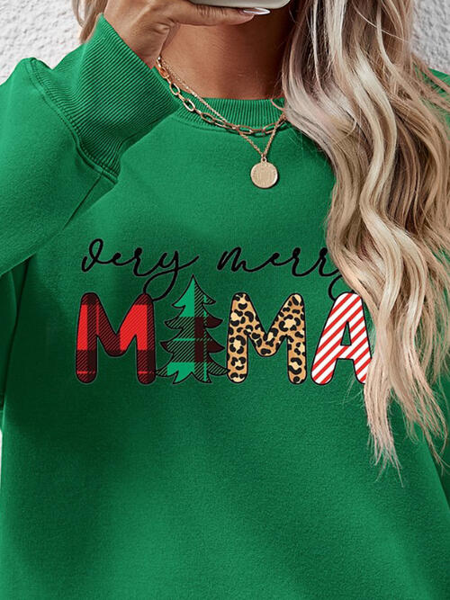 Letter Graphic Round Neck Long Sleeve Sweatshirt |1mrk.com