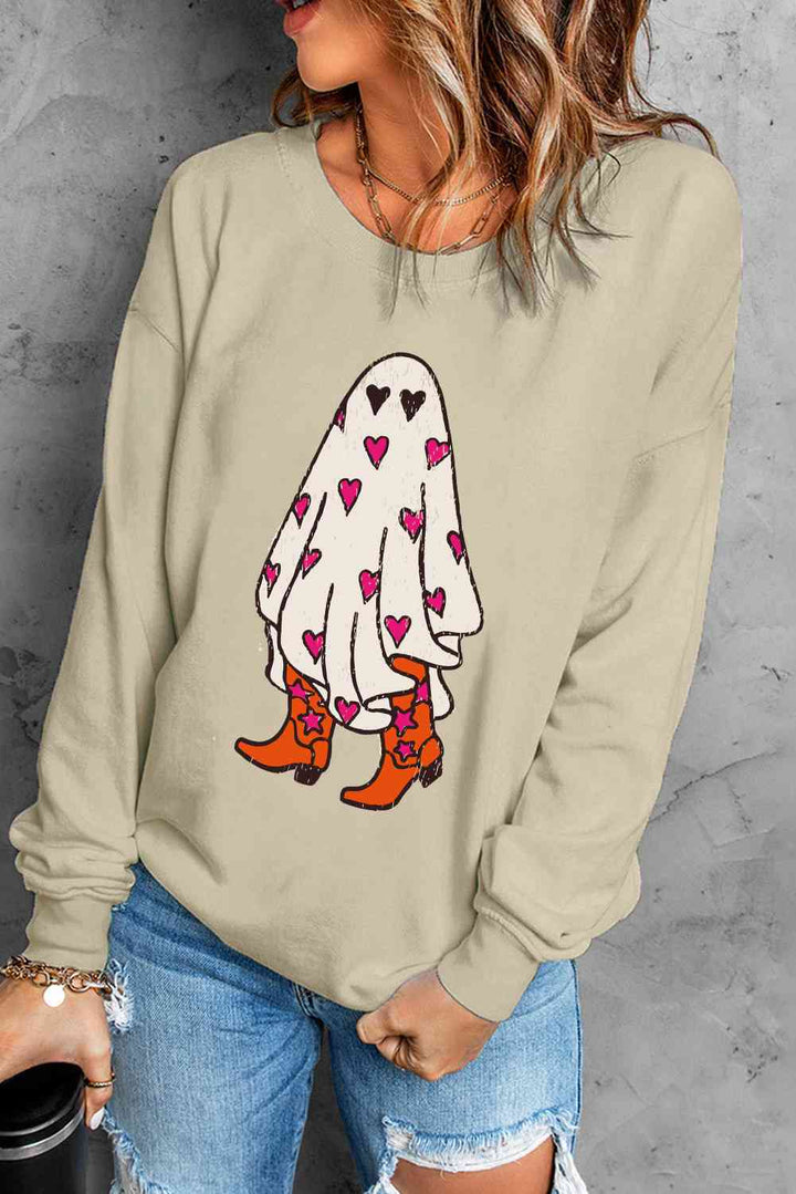 Ghost Graphic Dropped Shoulder Sweatshirt |1mrk.com