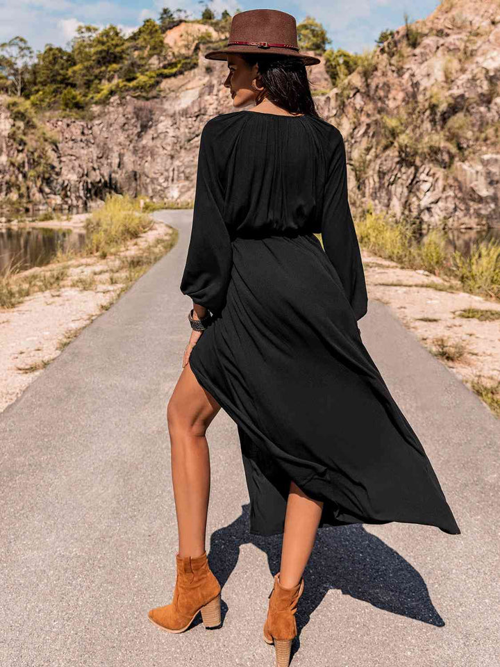 Long Sleeve Round Neck Dress |1mrk.com