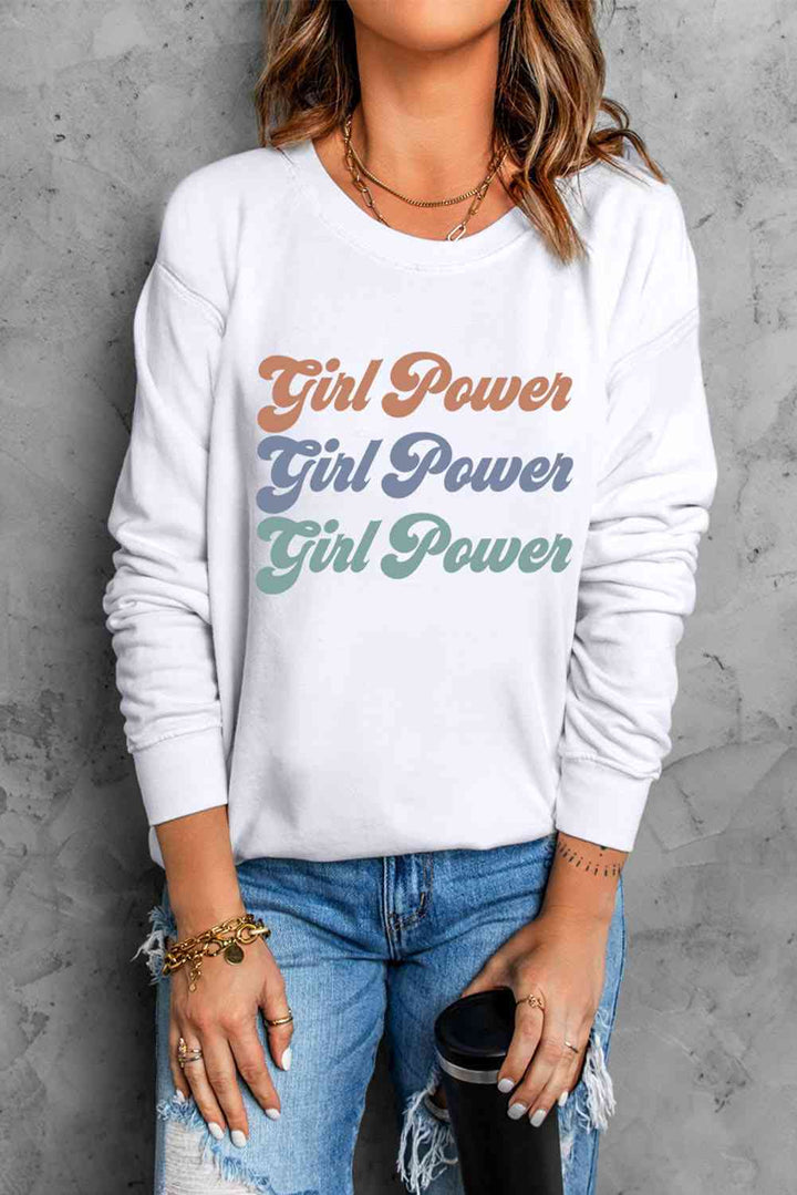 GIRL POWER Graphic Dropped Shoulder Sweatshirt |1mrk.com