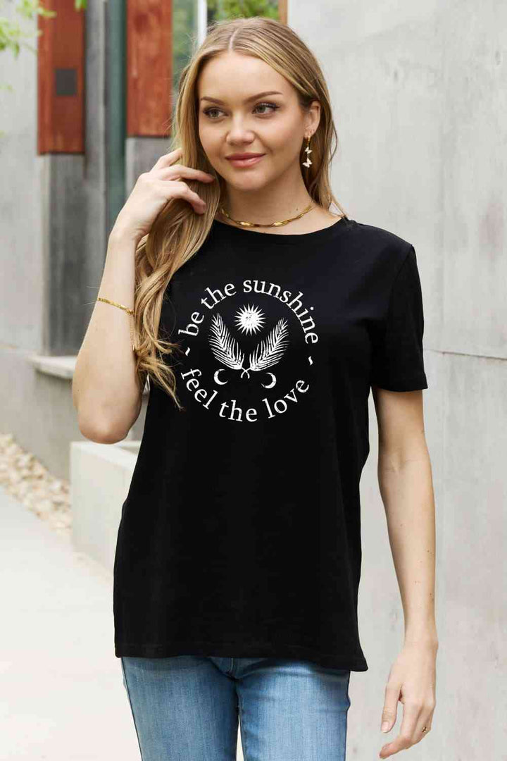 Simply Love Simply Love Full Size BE THE SUNSHINE FEEL THE LOVE Graphic Cotton Tee | 1mrk.com