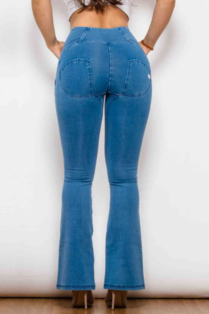 Zip-Up Wide Waistband Long Jeans | 1mrk.com