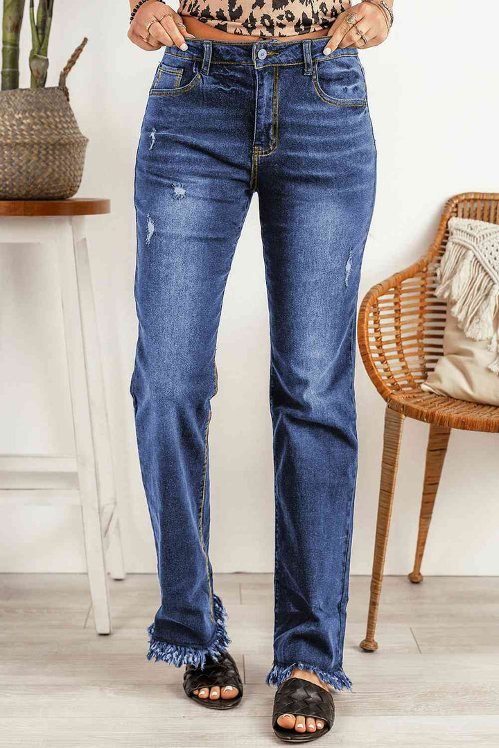 Ripped Frayed Hem Jeans | 1mrk.com