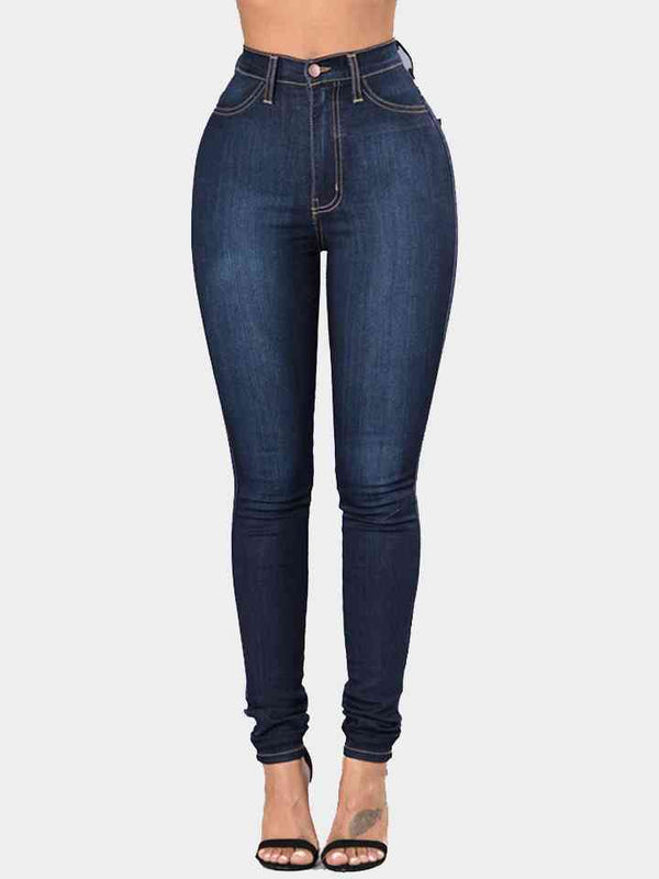 Full Size Buttoned Long Jeans |1mrk.com