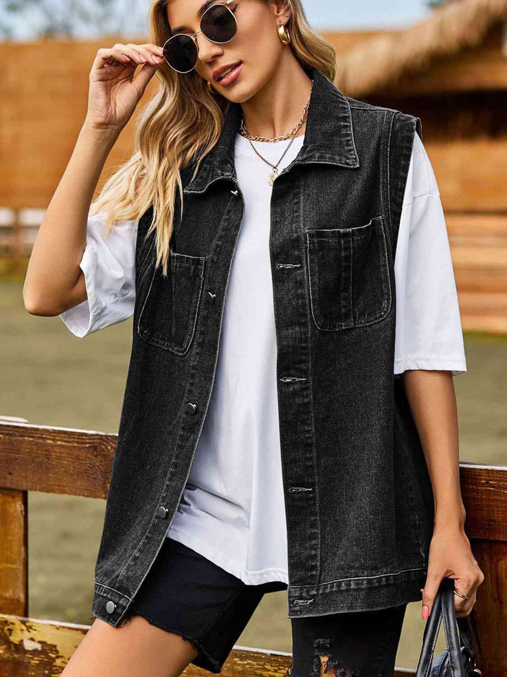 Button Down Denim Vest | 1mrk.com