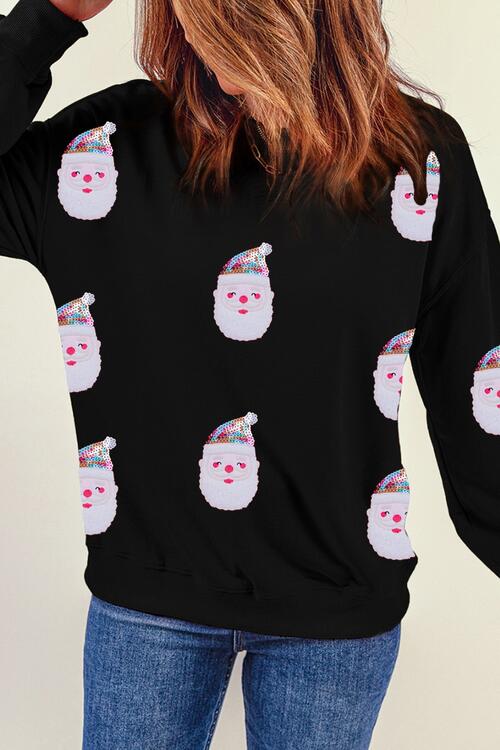 Sequin Santa Long Sleeve Sweatshirt |1mrk.com