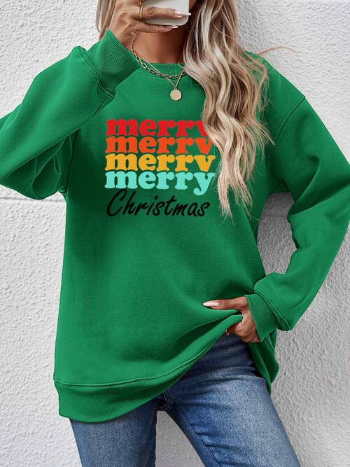 MERRY CHRISTMAS Graphic Long Sleeve Sweatshirt |1mrk.com