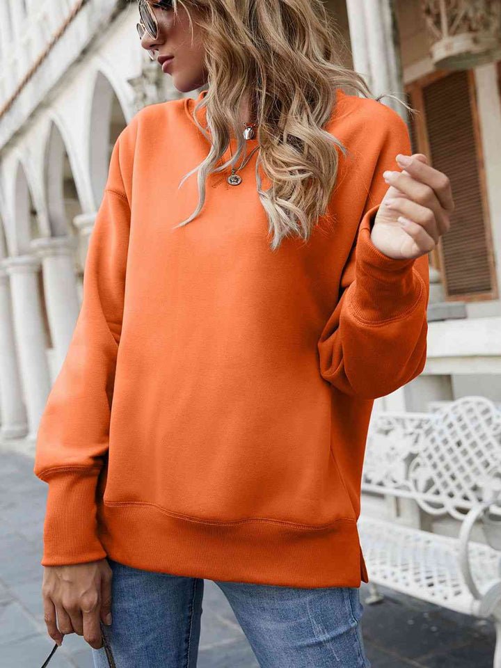 Dropped Shoulder Slit Sweatshirt |1mrk.com