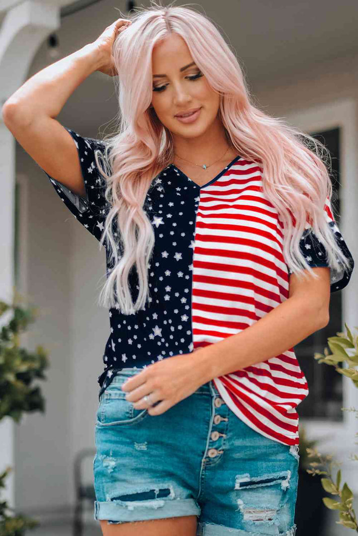 Stars and Stripes V-Neck Tee | 1mrk.com