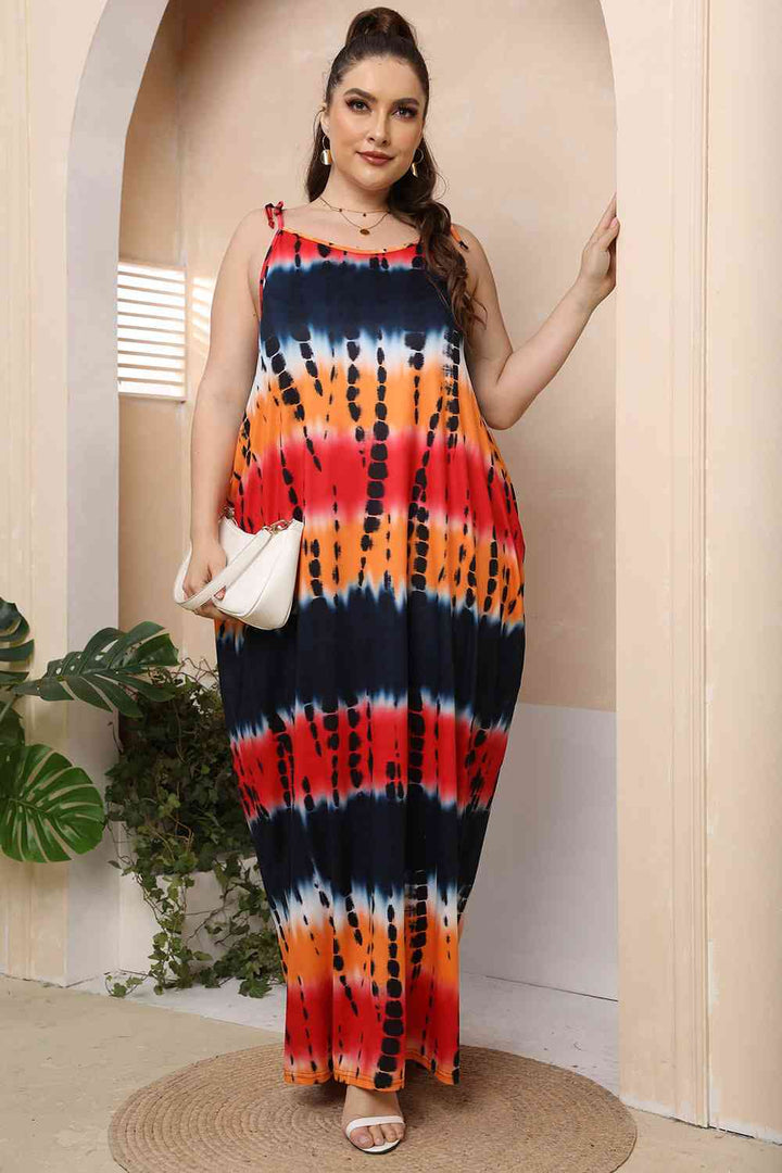 Plus Size Tie-Shoulder Maxi Dress |1mrk.com