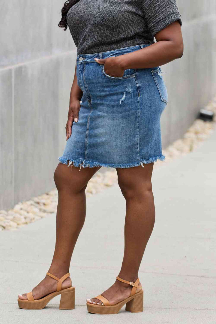 RISEN Amelia Full Size Denim Mini Skirt | 1mrk.com