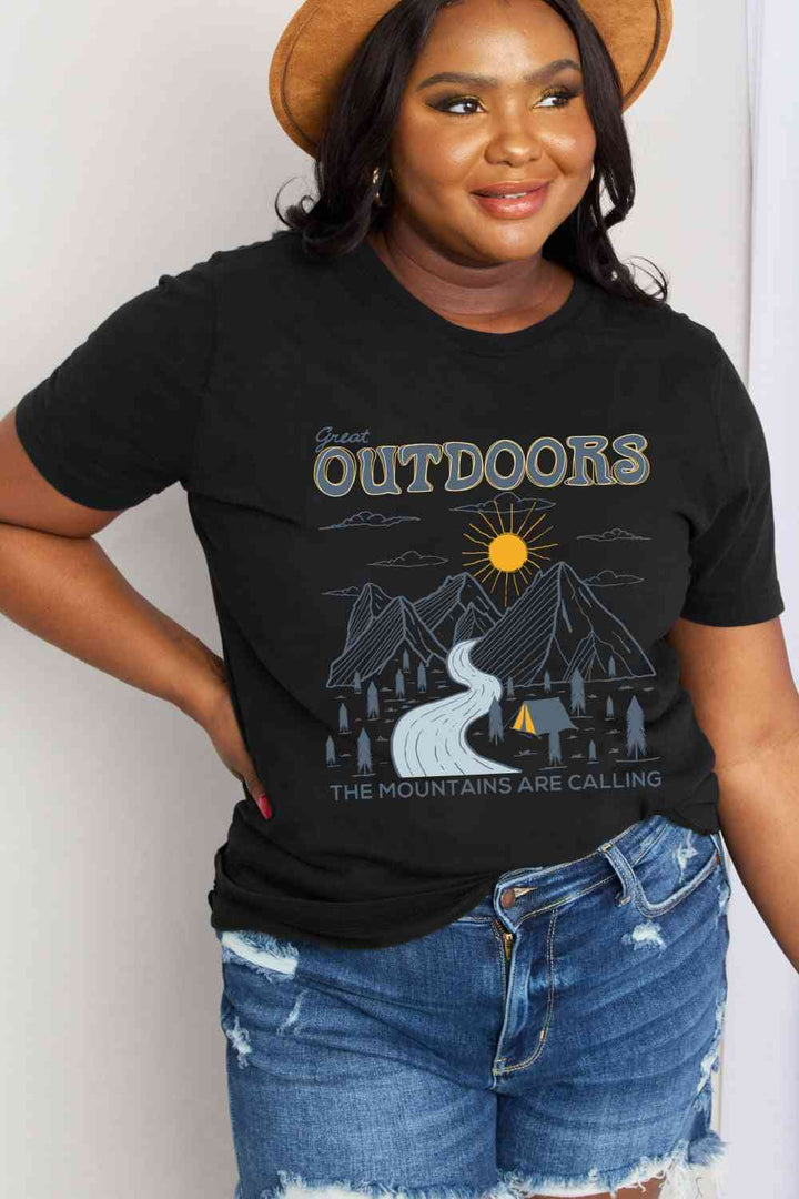 Simply Love Full Size GREAT OUTDOORS Graphic Cotton Tee | 1mrk.com