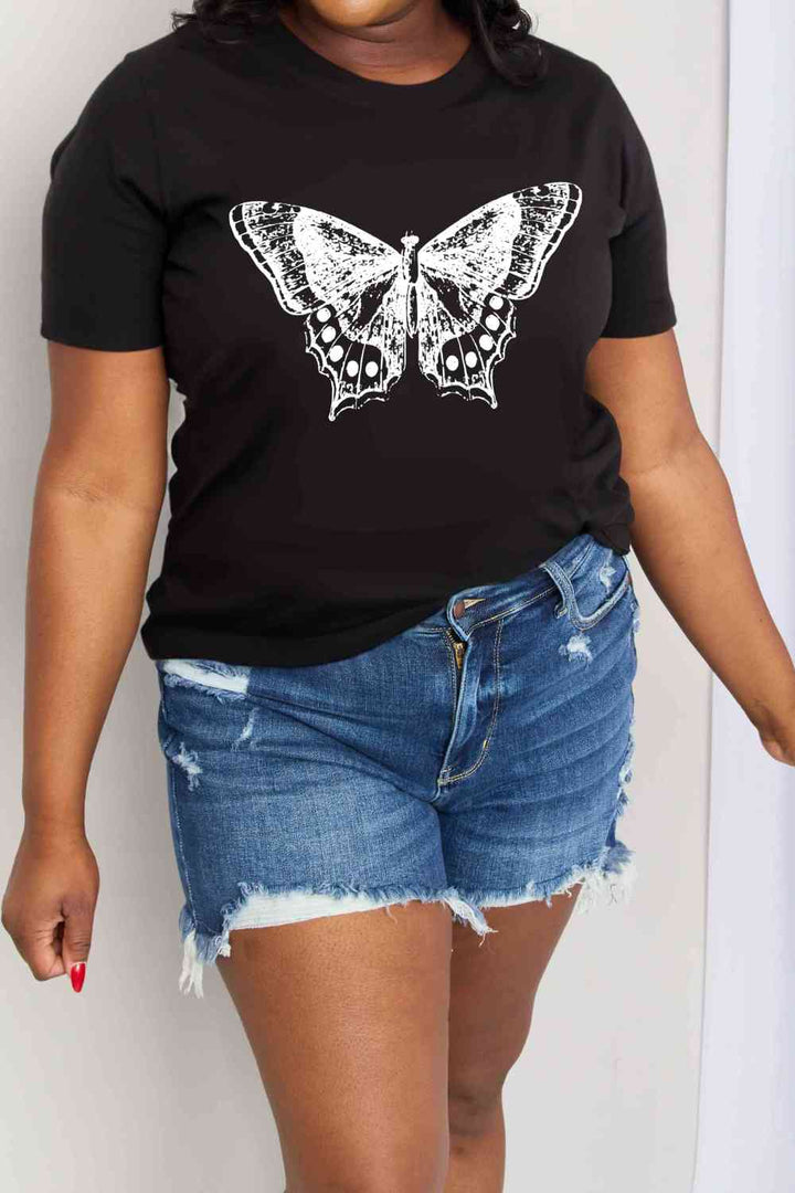 Simply Love Full Size Butterfly Graphic Cotton T-Shirt | 1mrk.com