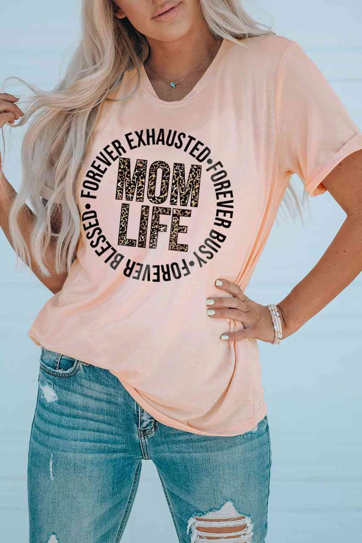 MOM LIFE Leopard Graphic Cuffed Tee | 1mrk.com