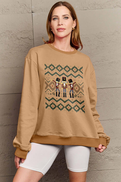 Simply Love Full Size Nutcracker Graphic Long Sleeve Sweatshirt |1mrk.com