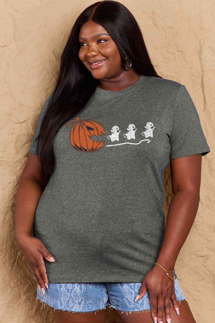 Simply Love Full Size Jack-O'-Lantern Graphic Cotton T-Shirt | 1mrk.com