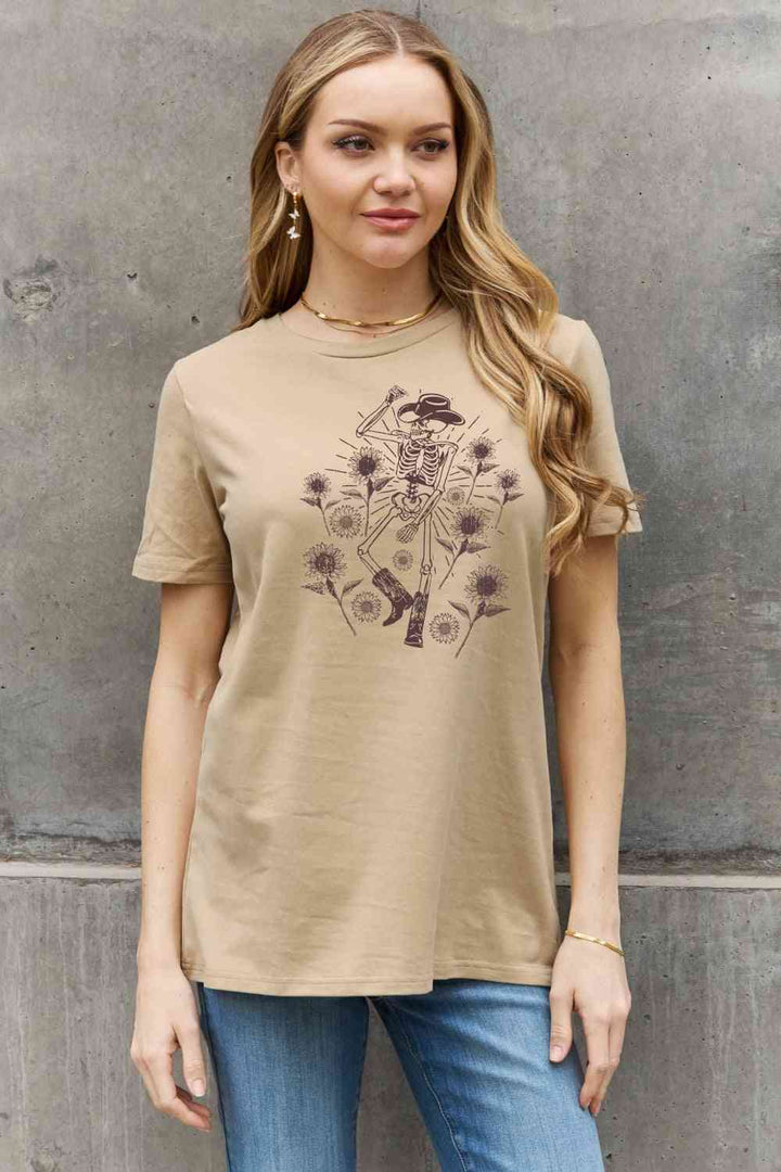 Simply Love Full Size Skeleton Graphic Cotton Tee | 1mrk.com