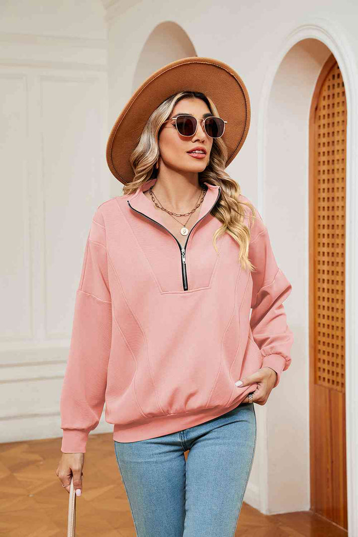 Half-Zip Dropped Shoulder Sweatshirt |1mrk.com