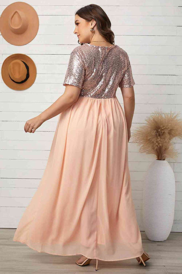 Maxi Dress Plus Size Sequined Spliced | 1mrk.com