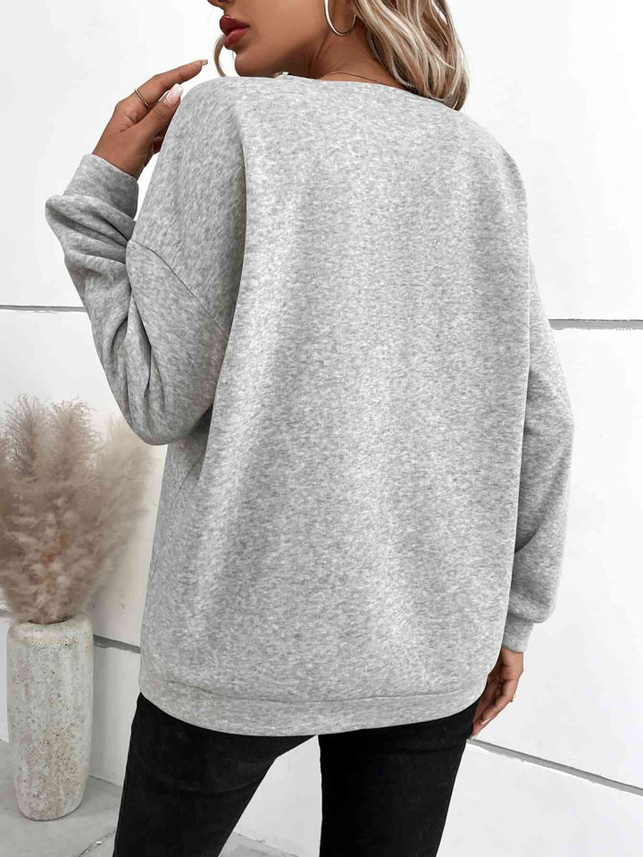 V-Neck Dropped Shoulder Sweatshirt |1mrk.com