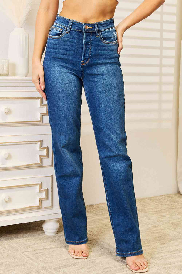 Judy Blue Full Size Straight Leg Jeans with Pockets | 1mrk.com