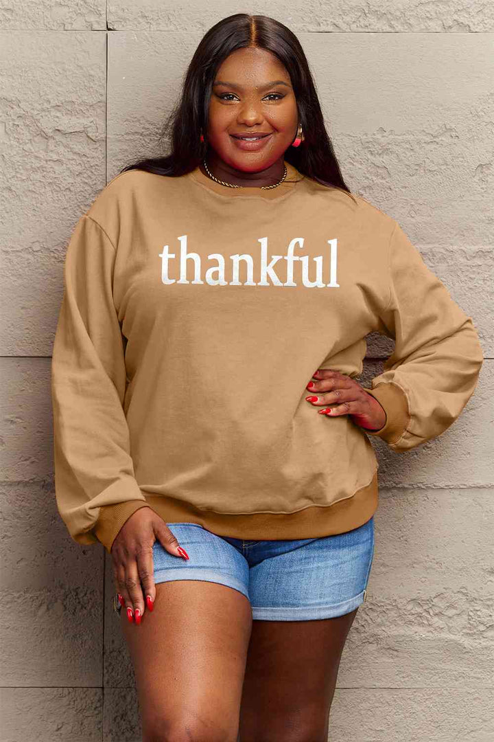 Simply Love Full Size THANKFUL Graphic Sweatshirt |1mrk.com