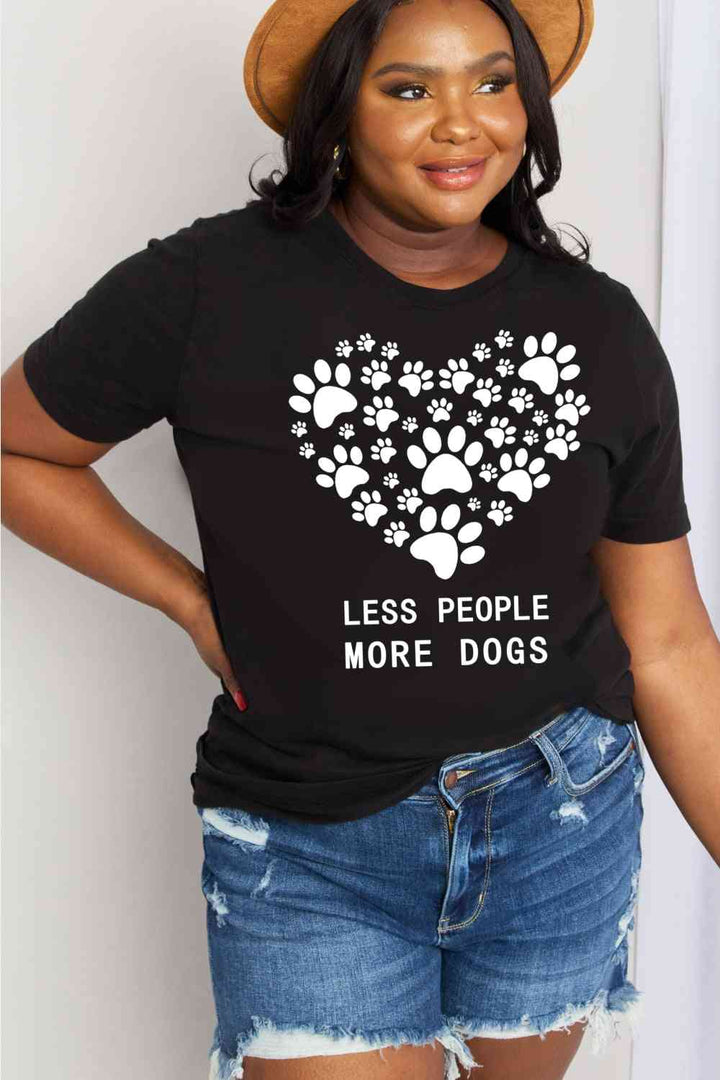 Simply Love Simply Love Full Size LESS PEOPLE MORE DOGS Heart Graphic Cotton Tee | 1mrk.com