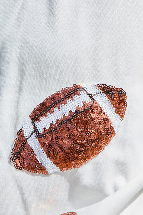 Football Sequin Round Neck Sweatshirt |1mrk.com