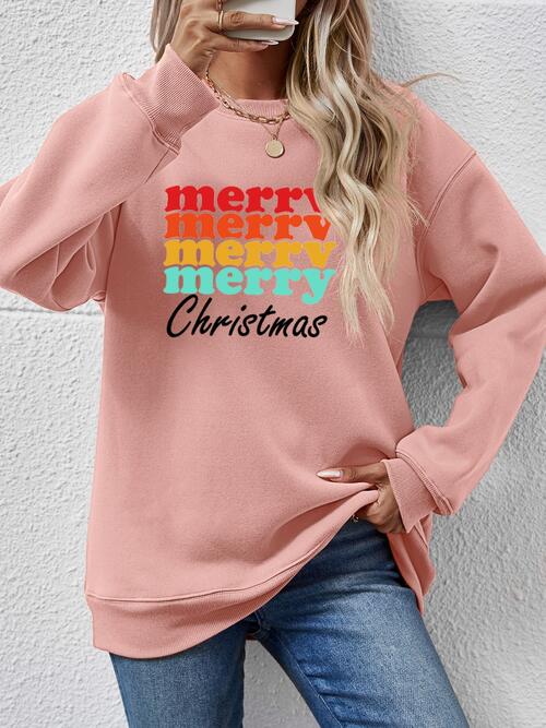 MERRY CHRISTMAS Graphic Long Sleeve Sweatshirt |1mrk.com