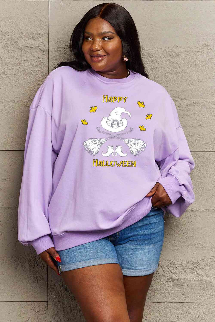 Simply Love Full Size HAPPY HALLOWEEN Graphic Sweatshirt |1mrk.com