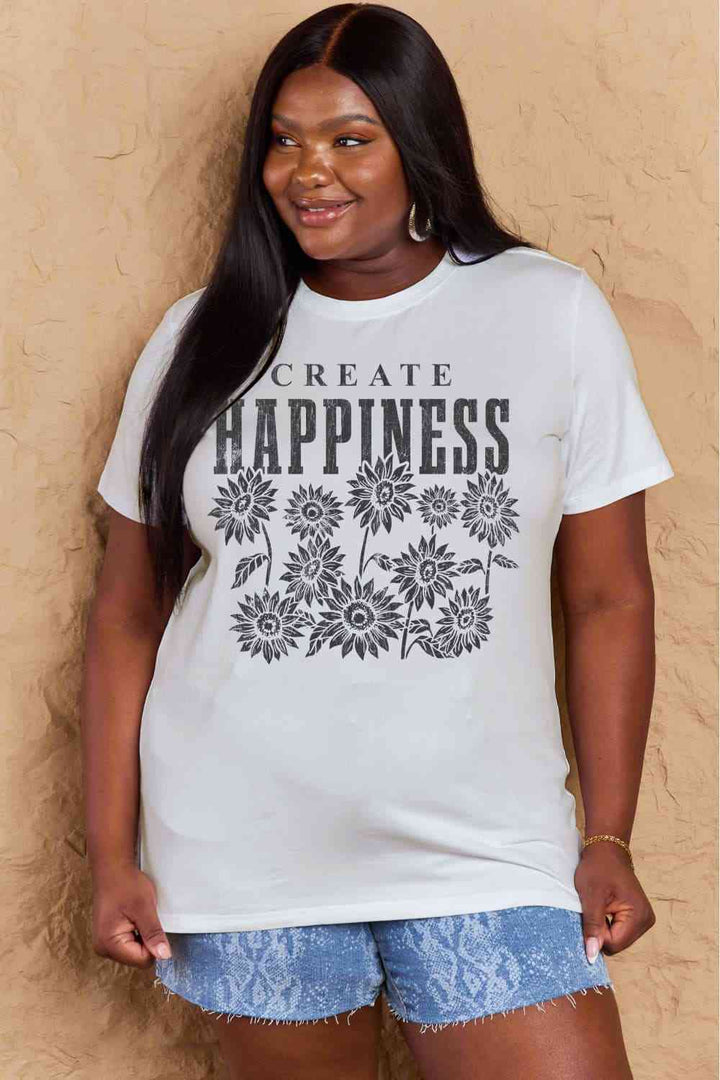 Simply Love Full Size CREATE HAPPINESS Graphic Cotton T-Shirt | 1mrk.com