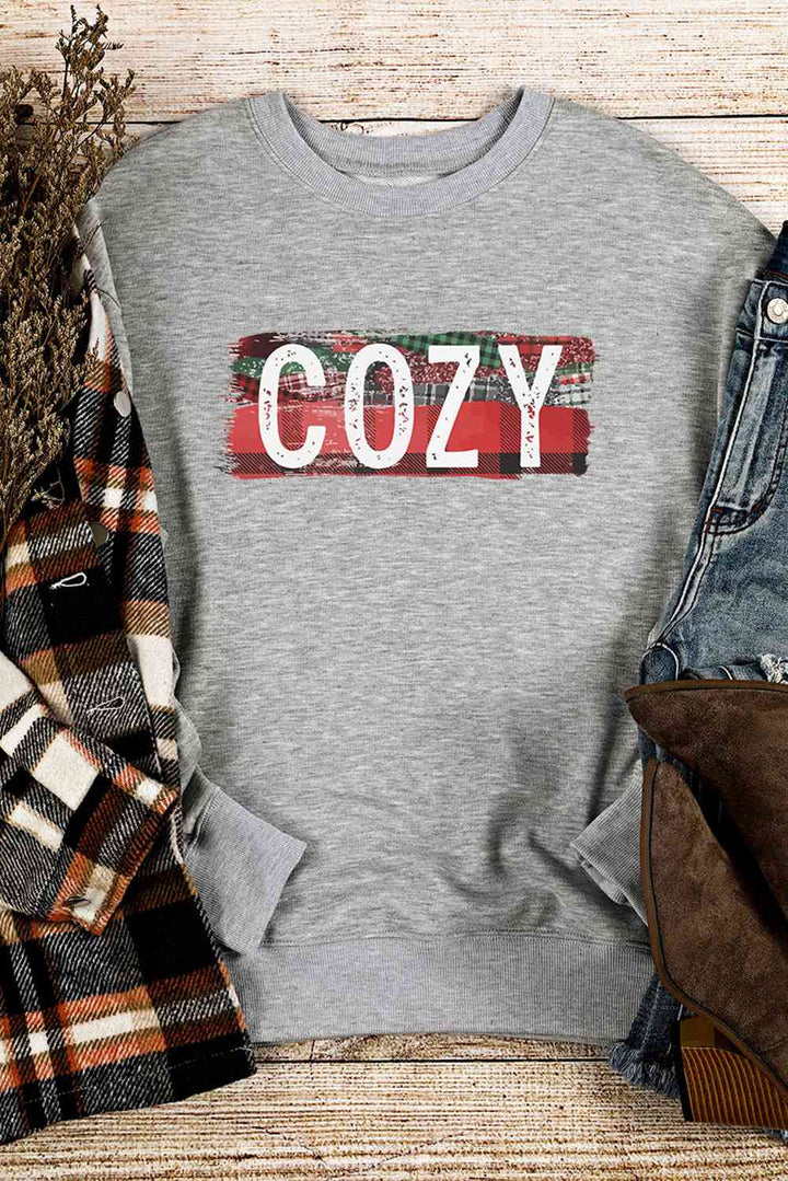 COZY Graphic Drop Shoulder Sweatshirt |1mrk.com