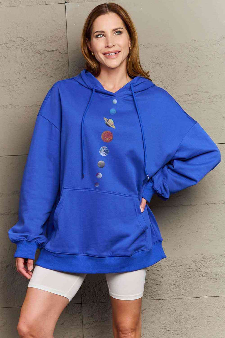 Simply Love Simply Love Full Size Dropped Shoulder Solar System Graphic Hoodie | 1mrk.com