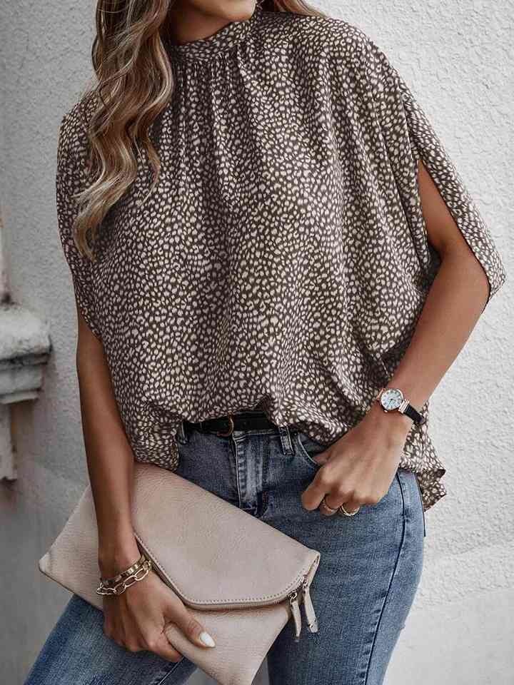 Round Neck Slit Sleeve Blouse | 1mrk.com