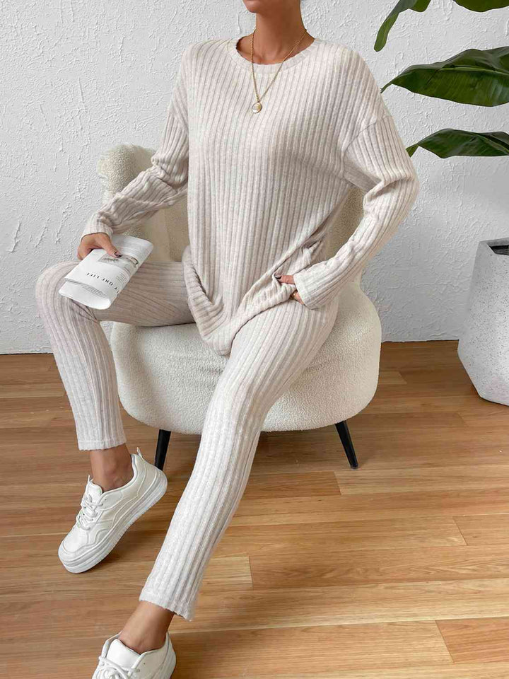 Ribbed Top and Pants Lounge Set | 1mrk.com